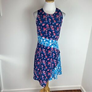Tanya Taylor 100% Silk Floral Dress Pink Blue Size S